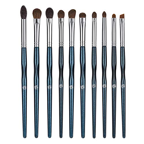 ENERGY Eye Makeup Brush Set Professional Eyeshadow Brush Set 10pcs Make Up Brush Kit for Eye Shader,Eyeliner,Eye Blending,Eye Defining,Eye Brow,Eye Smudged-Nature Hair(Starry Blue)