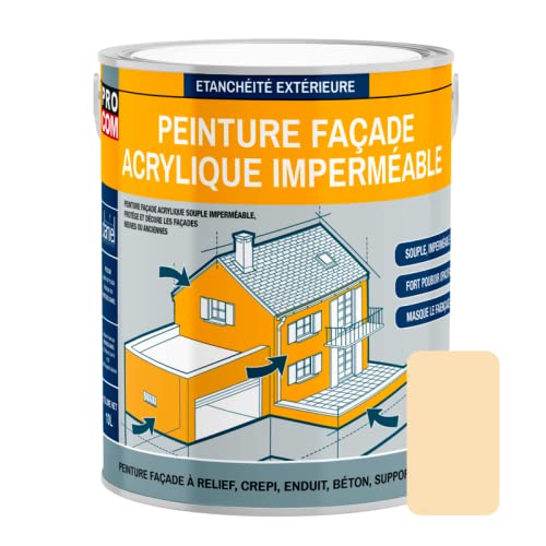 PRO COM Peinture façade crépi, façade à relief, imperméabilisation et protection des façades - Durable jusqu'à 10 ans 2.5 litres