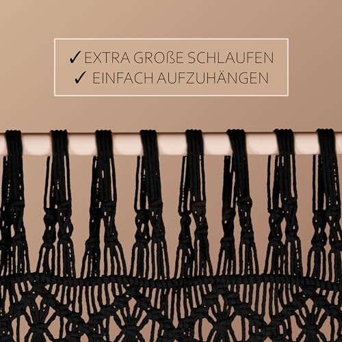 Cozyor Makramee-Türvorhang mit Klemmstange 132x200cm Schwarz-Gold – Bild 6