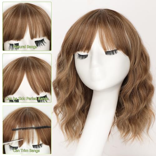 Image of AISI HAIR Wig with Bangs for Women Synthetic Heat Resistant Wigs (blonde highlight brown)