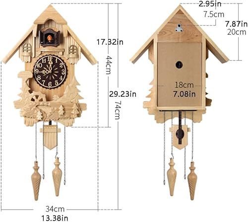 Miniatura 5 de VEZCOS Reloj de cuco para pared de chalet de cuco reloj de pared con modo nocturno reloj de pájaro que canta por hora para decoración del hogar