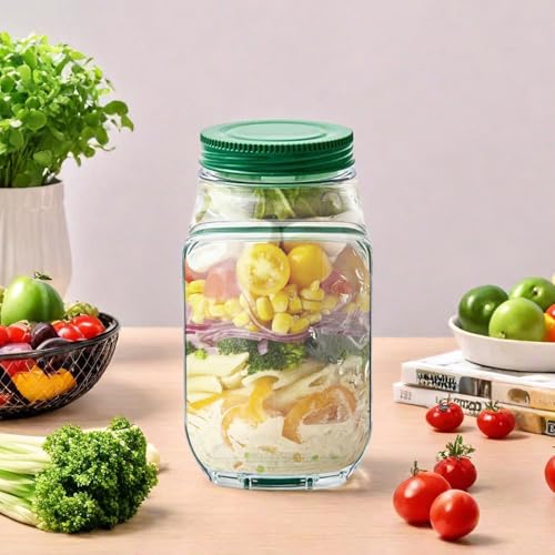 Hiborth Der Original-Salat-Pod,Salat Pod Glas mit seitlicher Öffnung, tragbarer Salatbehälter, Snackbox mit Deckel, geeignet für Zuhause, Outdoor, Reisen und Partys