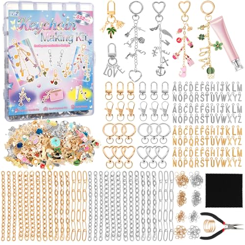 Zefy 552Pcs Charms Lip Gloss Keychain Making Kit, Gold Silver