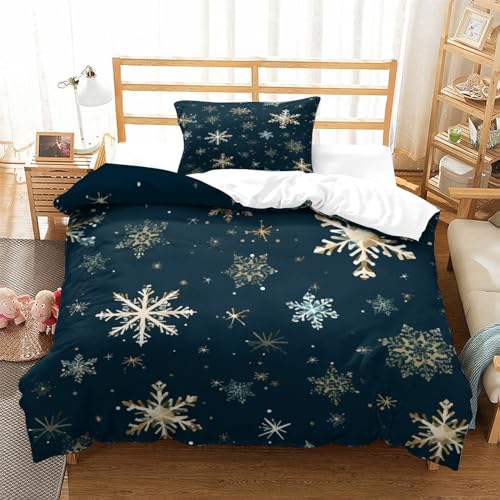 Funda nórdica infantil de copas de nieve 135x200 con fundas de almohada de microfibra suave 3
