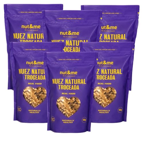 Nueces peladas 900g nut&me | Keto | Fuente de hierro | Alto en fibra | Sin aditivos | Sin gluten | Snack saludable | Pack 6 x 150g