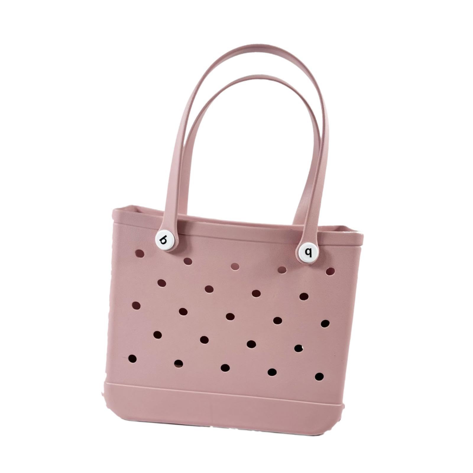Washable Tote Bag Handbag Travel Bag with Holes Easy to Clean Beach Bag Pink-image-48