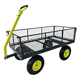 Yard Tuff 2-in-1 Jumbo Gardening Utility and Yard Wagon Cart with 1000 lb. Capacity, Heavy Duty Steel Mesh Deck, and Welded Steel Rims, Grey