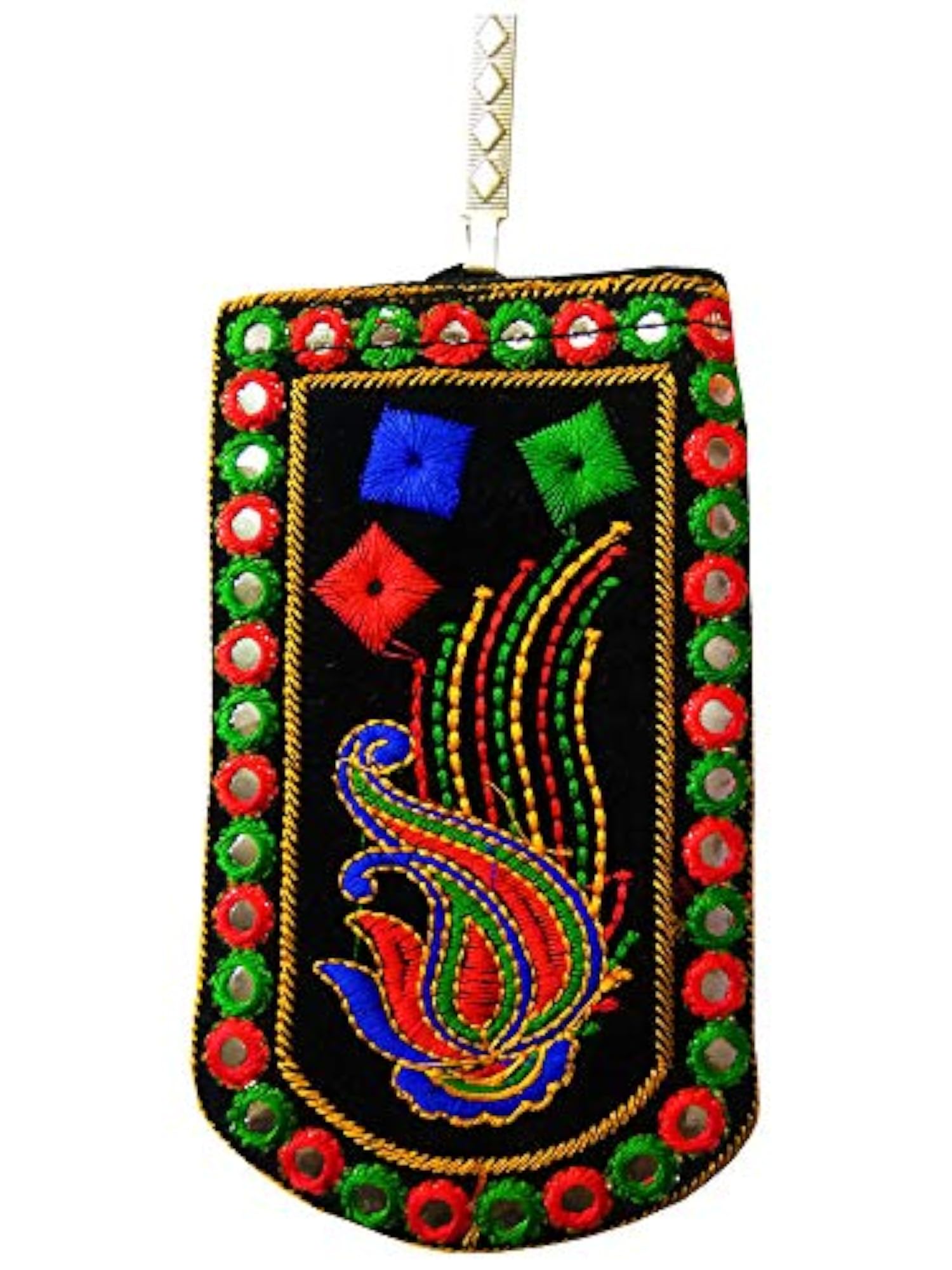 Traditional Mobile Pouch for Women with Waist Clip, Embroidered
