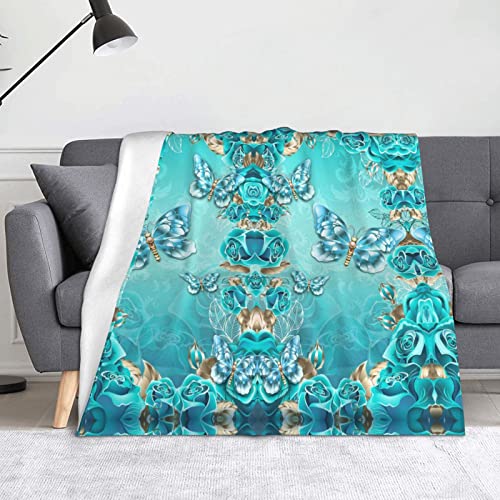 Couverture flanelle microfibre anti-froid pour canapé et lit bleu clair