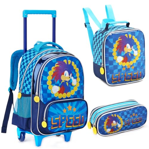 Kit Mochila de Rodinha Escolar Menino com Lancheira Térmica e Estojo Speed Masculino