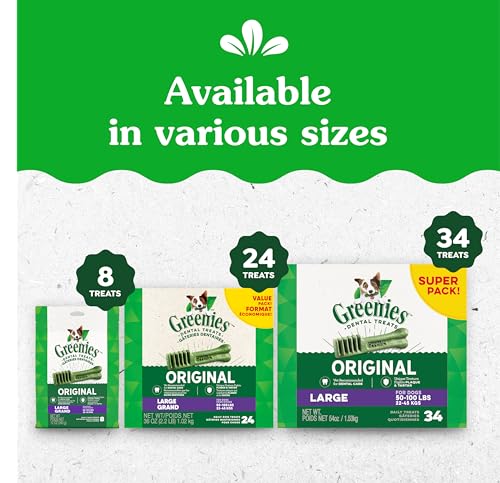 GREENIES Dog Treats Original Large Natural Dental Care, (34 Treats) 54oz. Pack image 6