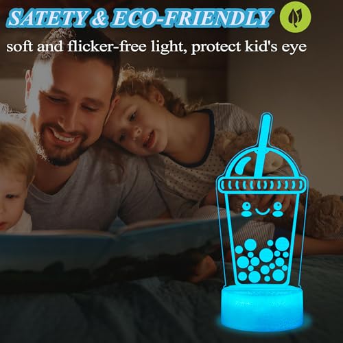 Image of Boba Lamp, Boba Gifts, Boba 3D Night Light with Remote Control, 16 Color Changing, Timer, RGB Flashing Mode, Dimmable - Boba Gifts for Boys & Girls