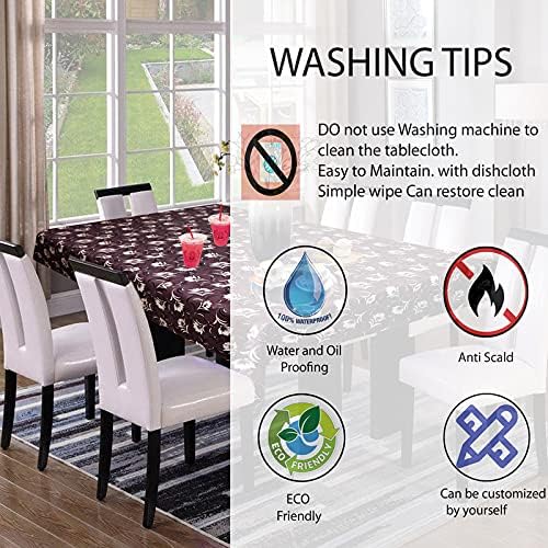 Image of Dakshya Industries PVC Waterproof Withoutlace Dining Table Cover (Size - 54X78 Inch) Rectangle 6 Seater Heat Rasistant Table Cloth (T11)