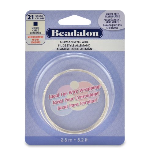 Beadalon Square Silver Plated 21-Gauge Wire, 2-1/2-Meters Beadalon Square Silver Plated 21-Gauge Wire, 2-1/2-Meters