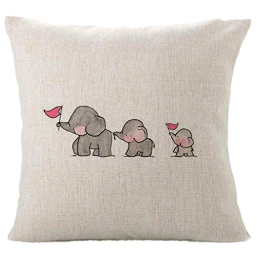 Almohada Funda De Cojín (45u00a0x 45u00a0cm ronamick Tres Baby Elefantes Home Decor almohada bonitas Animales Fundas de almohada Caricatura patrón impreso sofá cama Home Decorative suave caso, gris, 45cm*45cm