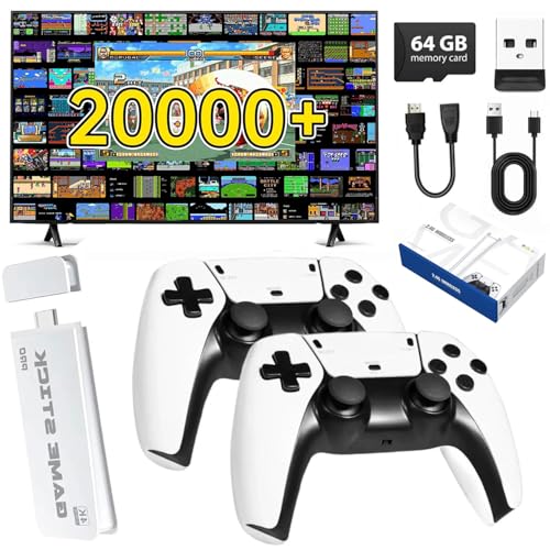 ScriMemo 2025 Upgraded Retro Game Stick Console - Video Game Console with 21,000+ Games, Enhanced Dual 2.4G Wireless Controllers, Plug and Play TV Nostalgia Stick, HDMI Output