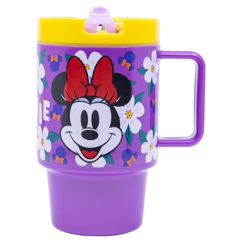 SRV Hub Minnie Mouse 530ml Travel Mug for Girls Leak-Proof Kids Drinking Cup with Flip Spout BPA-Free School Bottle