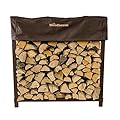 Woodhaven Brown 4 Foot 1/4 Cord Firewood Rack - Heavy Duty Indoor Outdoor Firewood Storage Log Rack and Optional Seasoning Cover - Metal Firewood Rack - Made in The USA (Cover)