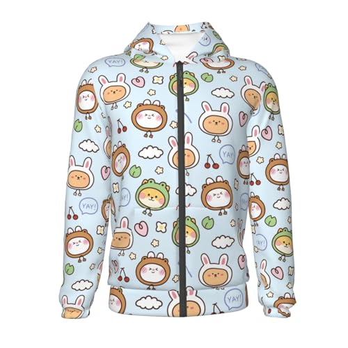 Cute Animals Face Kid Hoodies Boys Zip Up Sweatshirts Girls Pullover with Pocket2
