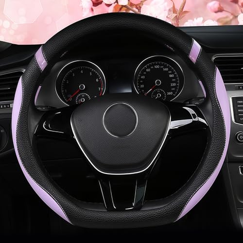 Cxtiy D-Shaped Flat Bottom Steering Wheel Cover for Women Girl, Stylish Car Accessory Non-Slip Car Interior Accessories (Purple)