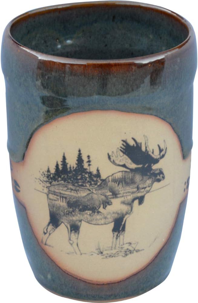 ALWAYS AZUL POTTERY 10 Inch Tall Moosetracks Utensil Holder in Seamist Glaze - Handmade Ceramic Pottery Utensil Holder - Kitchen Storage Container - Countertop Organizer for Large Cutlery & Cookware