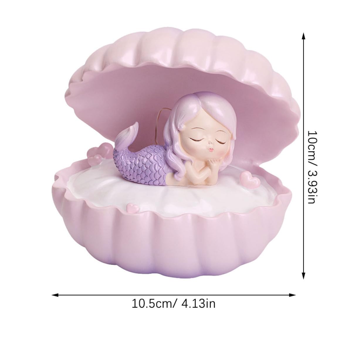 Lámpara de Noche Forma de Sirena de Resina Rosa 1 Pieza | Pila de Botón Incluida, Diseño Concha, Figura Pequeña para Escritorio Color Aleatorio