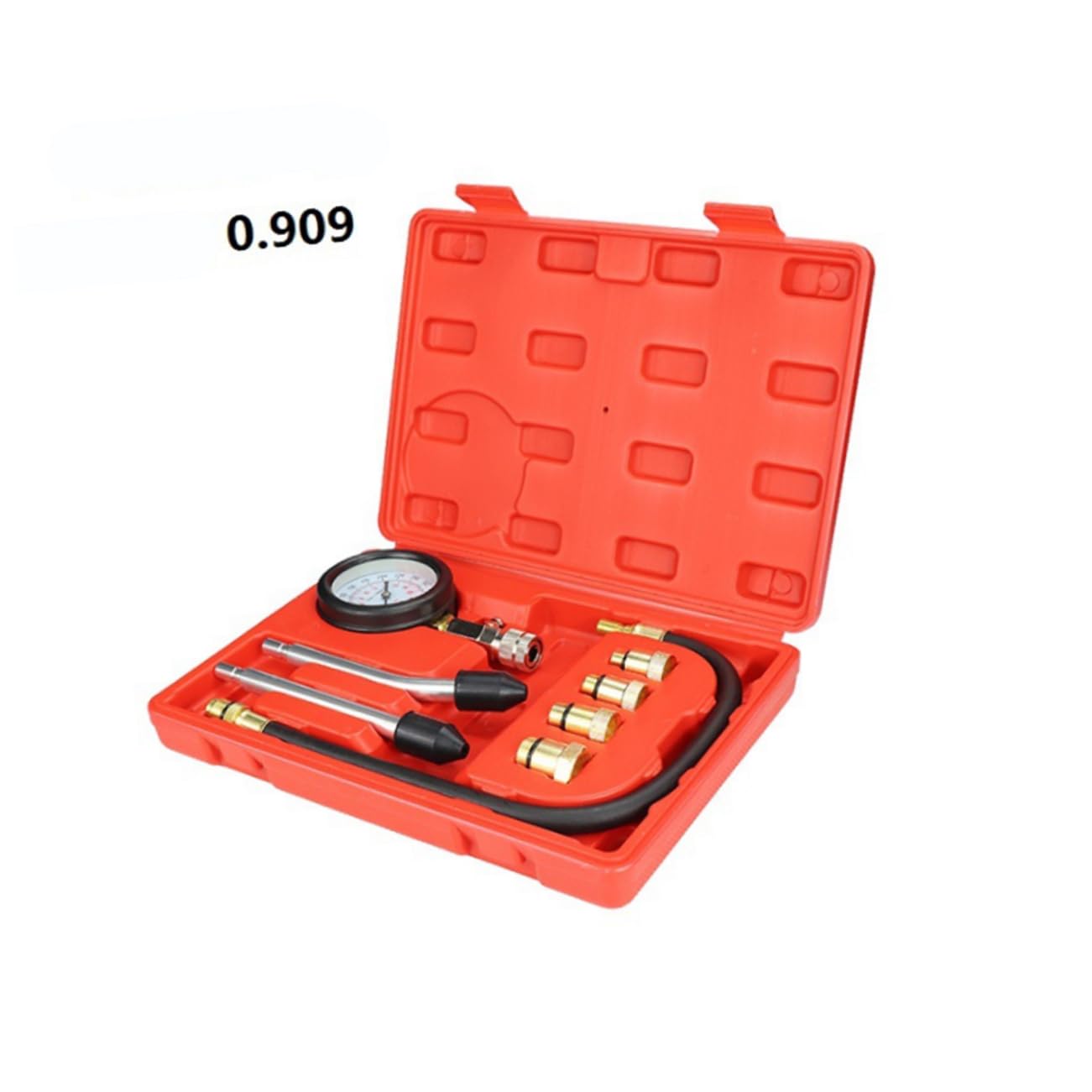 DECHOUS Cylinder Pressure Gauge Tester Kit Quick Coupling and Pressure Release Button Crankshaft Transverse Adapters for Petrol Gas Engine Diagnostics
