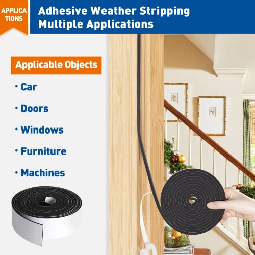 Magzo Wide Weather Stripping 2 Inches Wide X 1/8 Inch Thick, Air Conditioner Sealer Foam Insulation Tape, Total Length 16 Feet (1 Roll) #TOP5