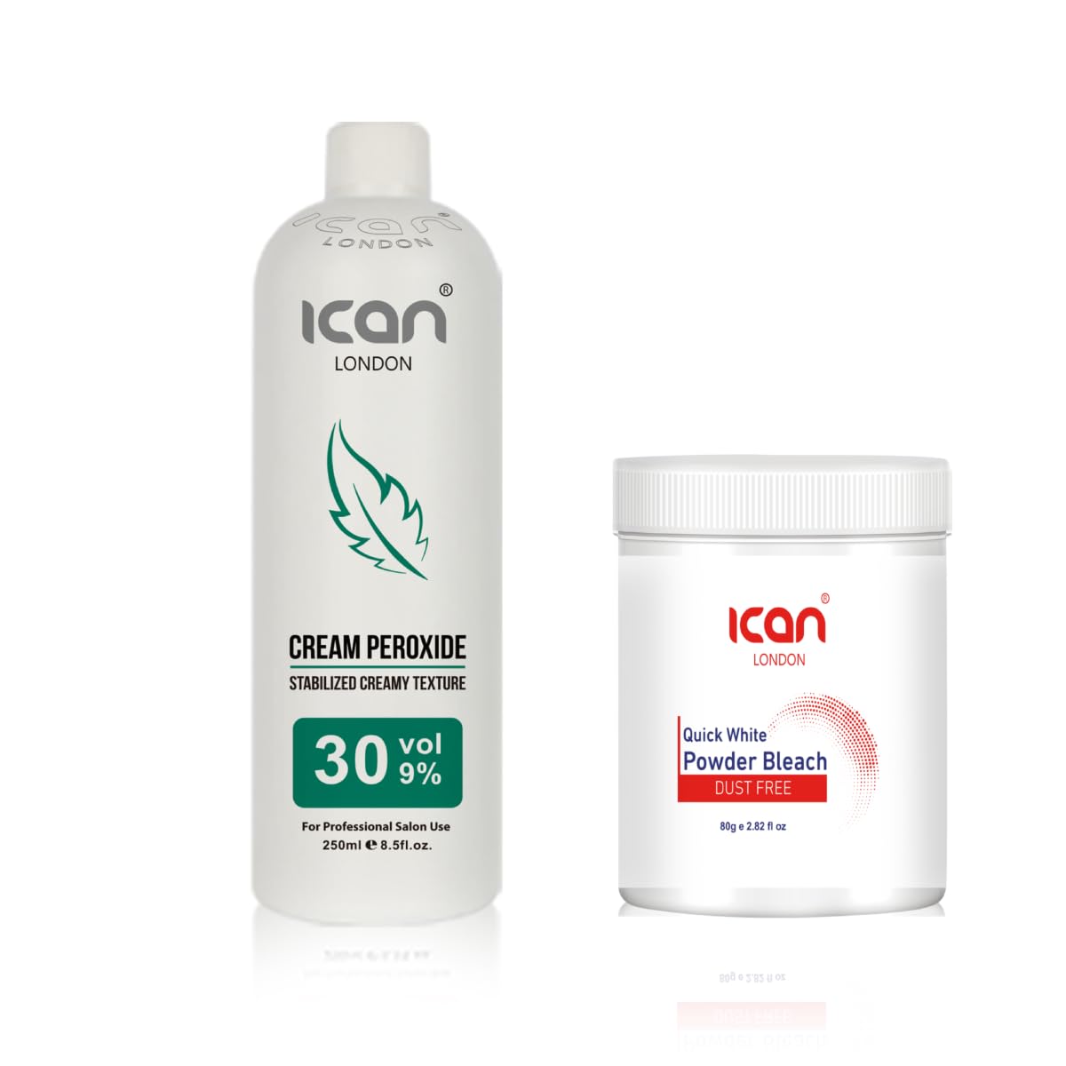 ICAN LONDON PROFESSIONAL CREAM PEROXIDE 30 VOL 9% 250 ML + WHITE POWDER BLEACH (JAR)80 G SET