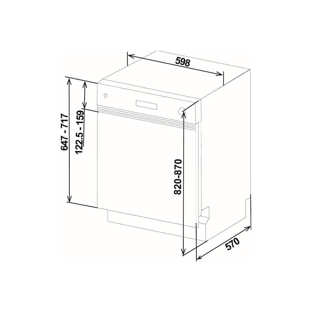 Sharp QW-HX12S47ES-DE Geschirrspüler Teilintegriert / 60 cm/E / 13 Maßgedecke / 3 Programme mit 50 min. Kurzprogramm/Edelstahl