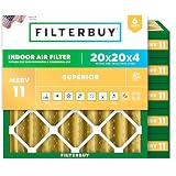 Filterbuy 20x20x4 Air Filter MERV 11 Pet & Allergy Defense (6-Pack)