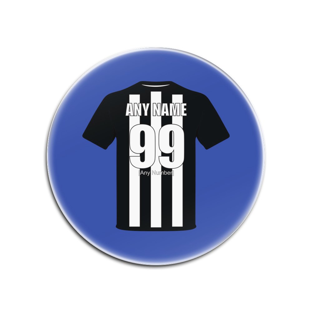 UNIGIFT Personalised Gift - Newcastle United Round Gloss Hardboard Coaster (Football Club Design Theme, Colour Options) - Any Name/Message on Your Unique Mat Pad - The Magpies Toon Geordies