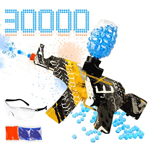 Automatic Gel Water Bead Blaster, Gifts for Kids at Christmas, with 30000+ Water Beads and Goggles,for Outdoor Yard Games, Ages 13+