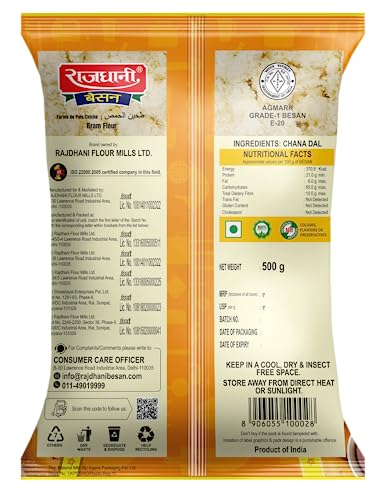 Image of Rajdhani Besan 500gm (Pack of 10) | 100% Chana Dal Besan | Organic Gluten Free Besan |