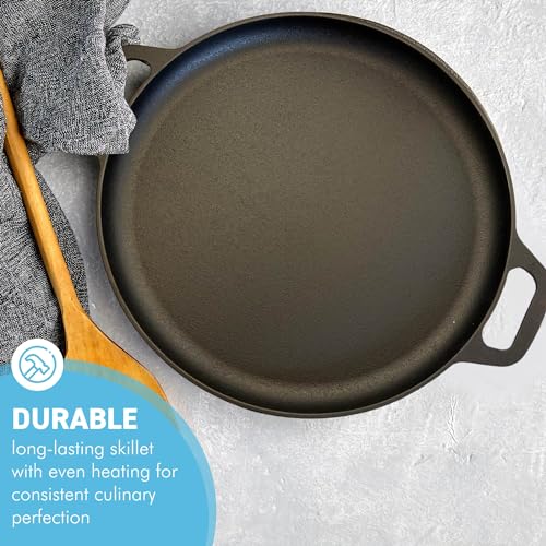 Thorness Black Cast Iron 14” Pizza Pan | Skillet for Cooking | Baking and Grilling | Long Lasting and Durable | Even Heating - Image 3