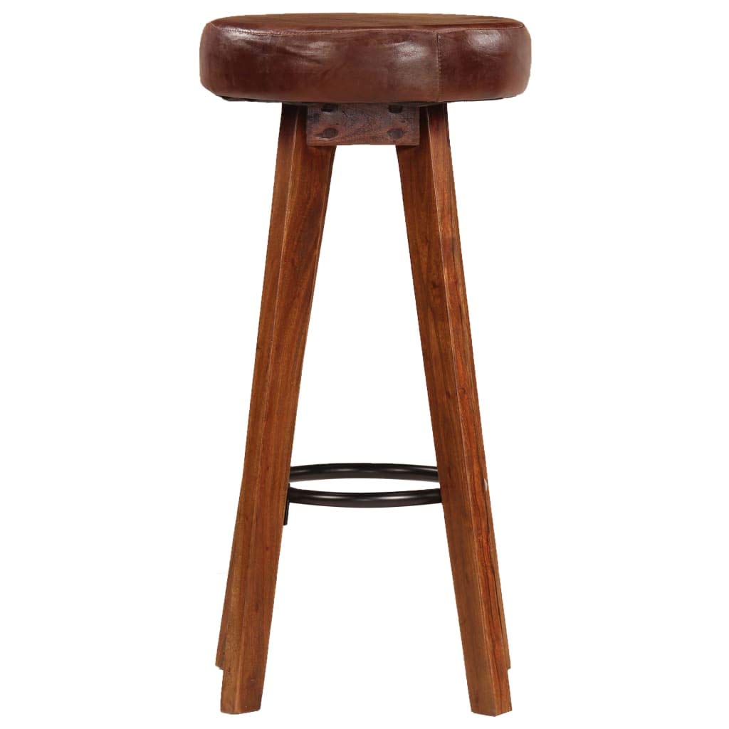Homgoday Taburetes de bar de 2 piezas de piel auténtica y madera maciza de acacia, silla de oficina, silla de oficina, silla de escritorio para dormitorio o salón