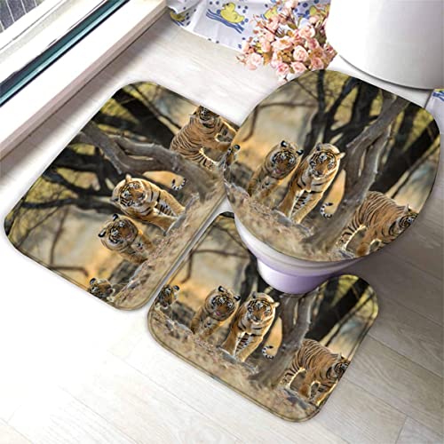 Badematte Bengalischer Tiger Wilde Tiere Badematten Set rutschfest Waschbar Badgarnitur 3teilig - WC Deckelbezug U… – Bild 4