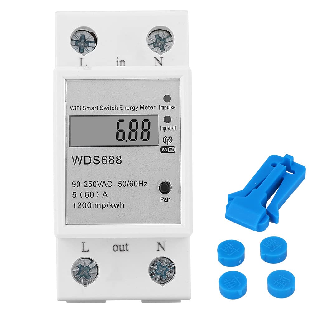 Single Phase Energy Monitor Meter, LCD Power Usage Meter, Remote Control Compatible with Tuya or Smart Life App, Voltage, Current, Power Meter, AC 90~250V 60A-image-45