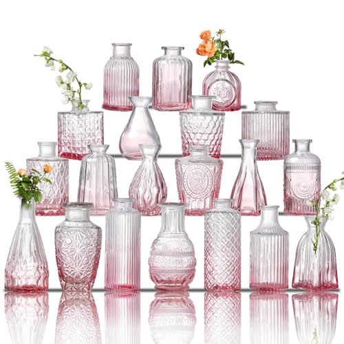 Glass Bud Vase Set of 20 - Small Vases for Flowers...