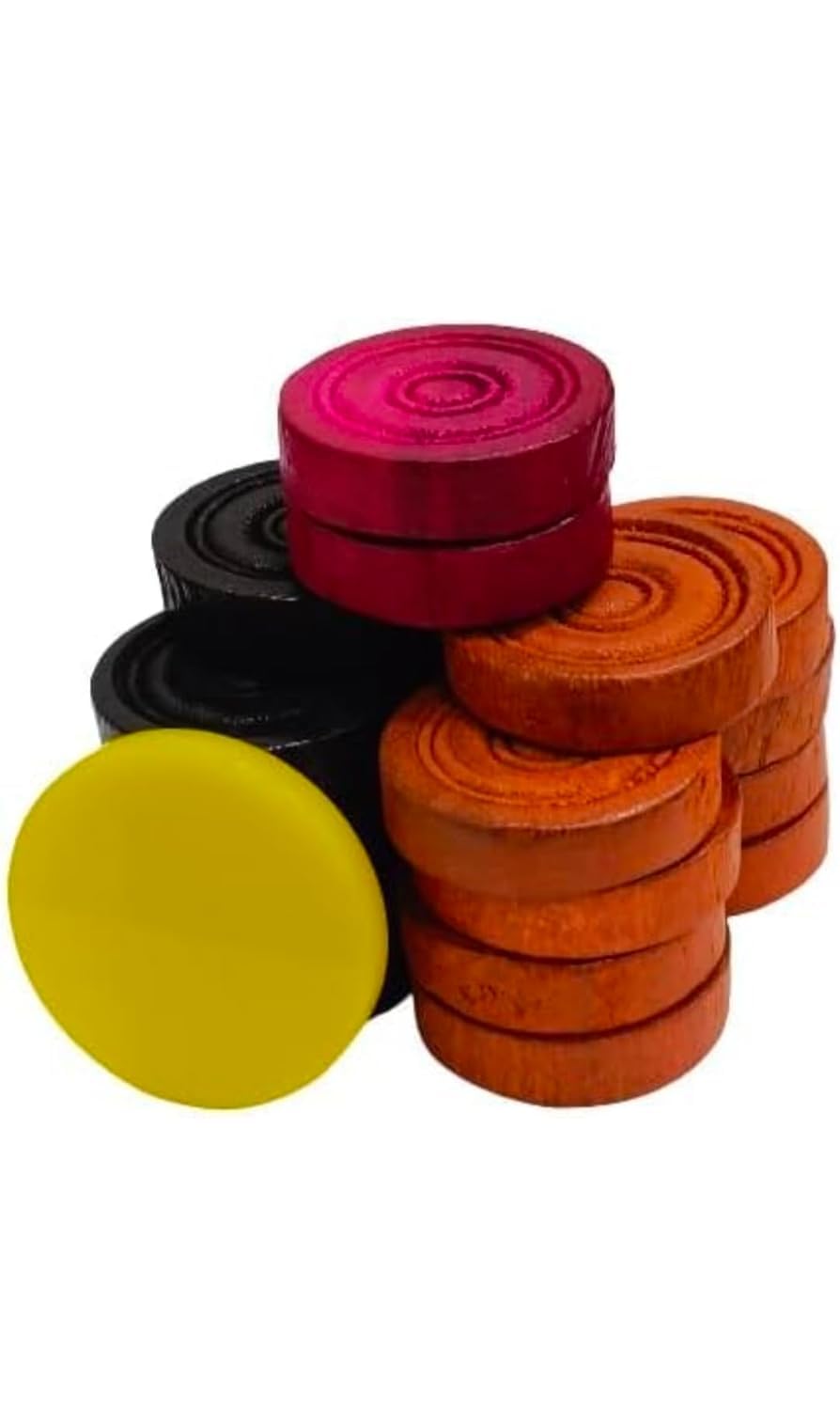 CRAZX Wooden Carrom Coins with 8mm Ivery Striker & 5 Grms Disco Powder (Wooden Carrom Coins) 3