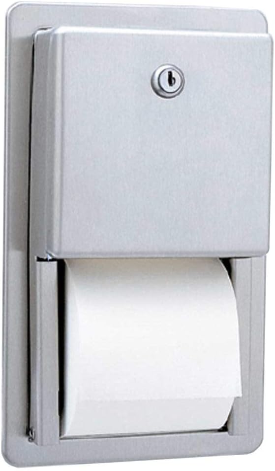 BOBRICK 3888 ClassicSeries Stainless Steel Recessed Multi-Roll Toilet Tissue Dispenser, Satin Finish, 12-1/2" Height, 7-9/16" Width 2-15/16" Depth