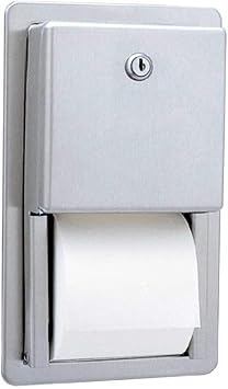 BOBRICK 3888 ClassicSeries Stainless Steel Recessed Multi-Roll Toilet Tissue Dispenser, Satin Finish, 12-1/2" Height, 7-9/16" Width 2-15/16" Depth