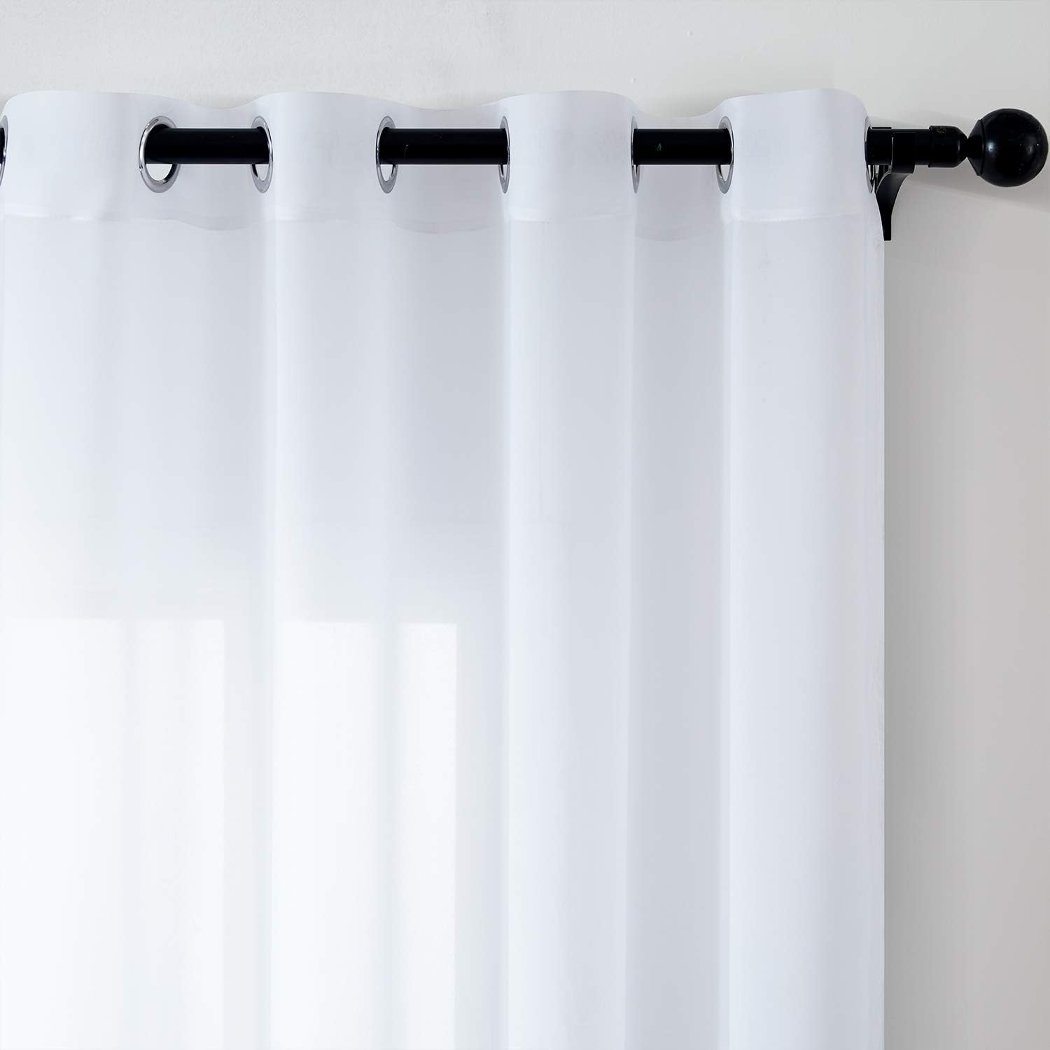 Topfinel Chiffon White Sheer Curtains 84 Inch Length 2 Panels Set for Bedroom Living Room Soft Solid Grommet Window Curtains