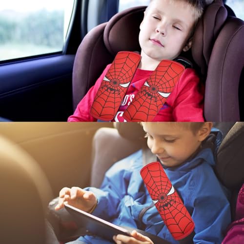 Image of Seat Belt Cover for Kids, Seat Belt Pad for Boys Girls, Car Seat Straps Shoulder Pads for Kids, Kid's Seat Belt Cushion, Shoulder Strap Pad, 1 Piece (Spider Hero)