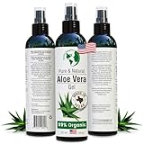 Organic Aloe Vera Gel from 100% Pure and Natural Cold Pressed Aloe, Great for Face, Hair, Acne, Sunburn, Bug Bites, Rashes, Eczema 8 oz.