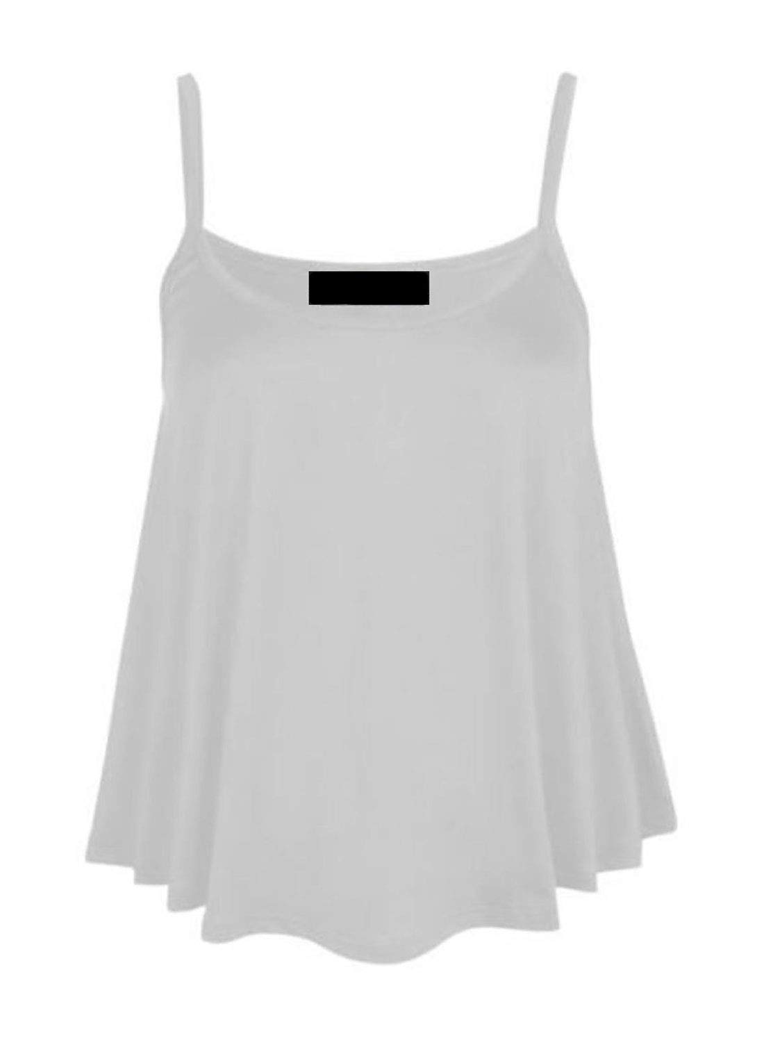 Real Life Fashion Ltd Women's White Cami Swing Vest Top#( Sleeveless Strappy Cami Swing Vest Top#26-28#)
