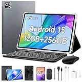 FEEDOGEE Android Tablet, Android 15 with Octa-core Processor, 10 inch IPS Touchscreen with Case,12GB RAM 256GB ROM Android Tablet with Keyboard, 5MP+13MP Dual Camera, 8000mAh Battery (Black)