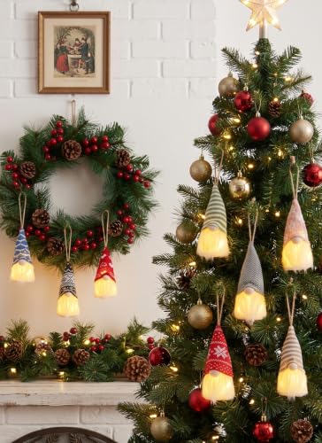 Brightown New 8 Pack Christmas Gnomes Ornaments with Warm LED Lights - Image 2