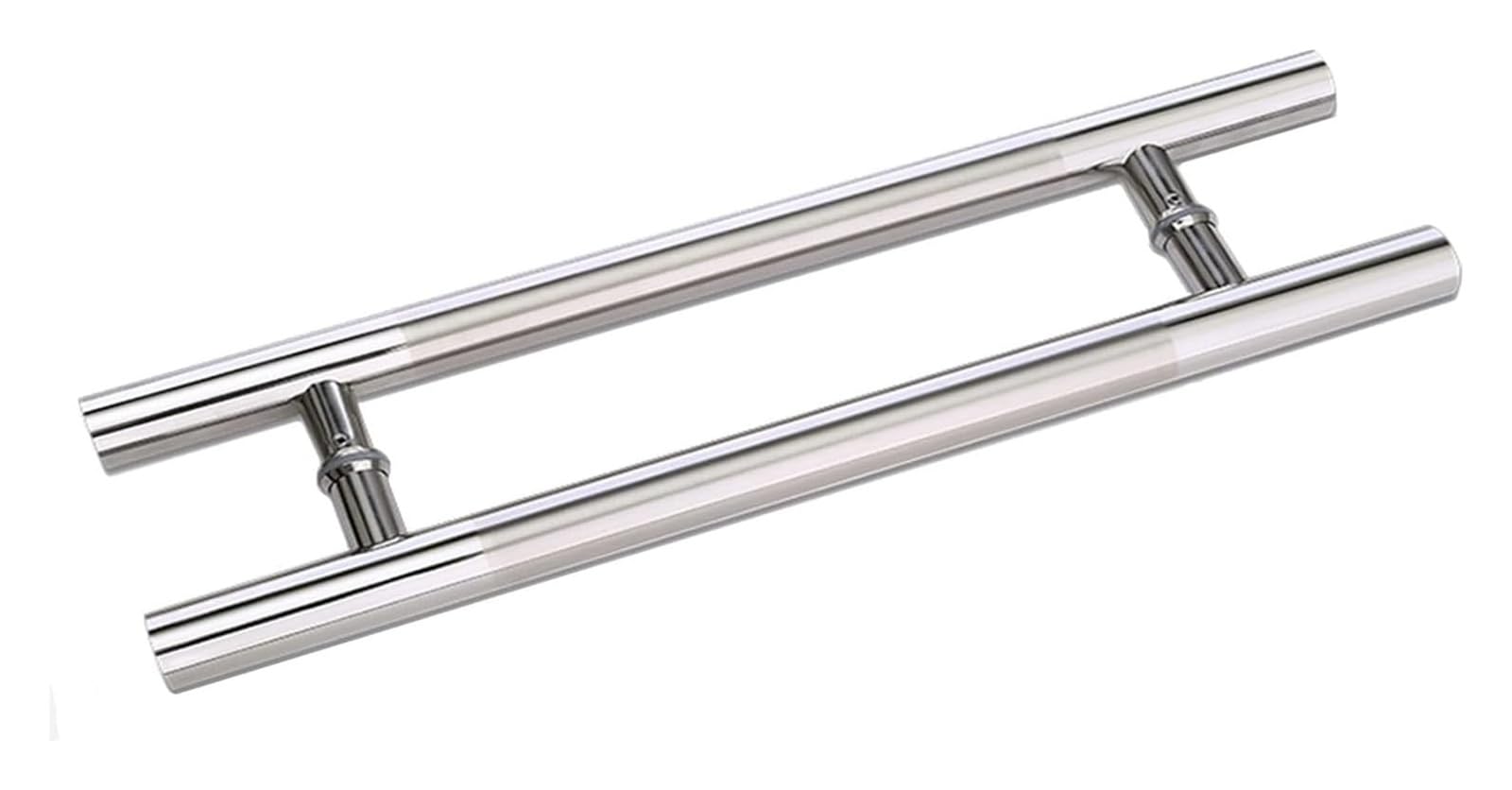 CWCQGH Push Pull Door Handle, Sliding Barn Door Handle, Silver Entry Push Pull Door Handle Shower Glass for Interior Exterior, Double Sided Round Bars, Contemporary,100cm(39in)