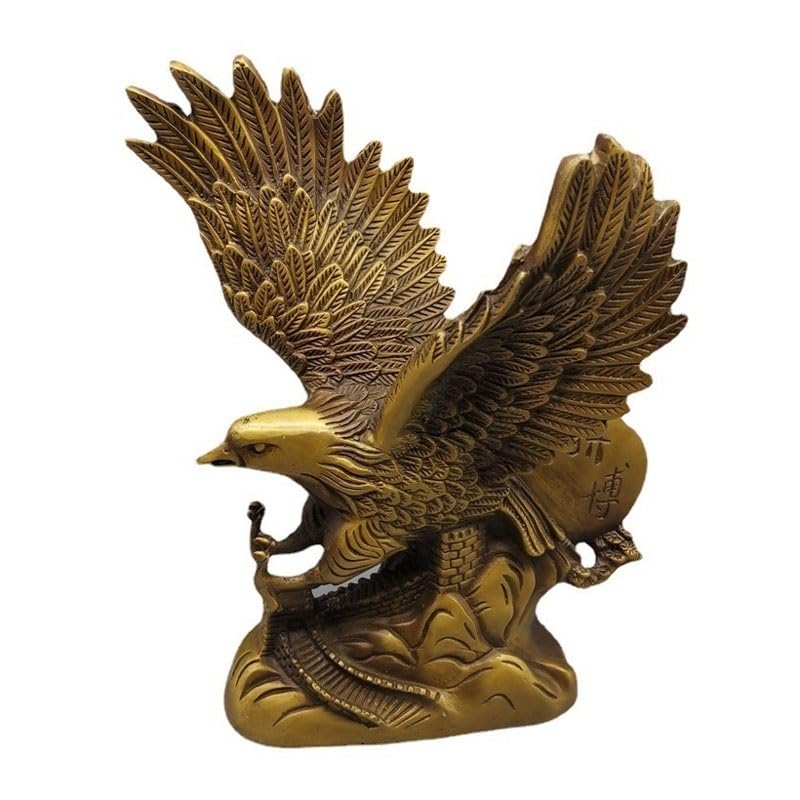 Statue d'aigle en laiton véritable objet déco art vintage pour bureau et salon